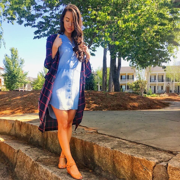 Plaid ruffle sleeve midi jacket - Picture 4 of 5